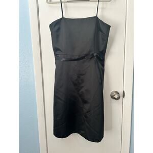 Eliza J Cocktail Dress Size Small Black Satin Strappy Bow Whimsygoth Prom Club